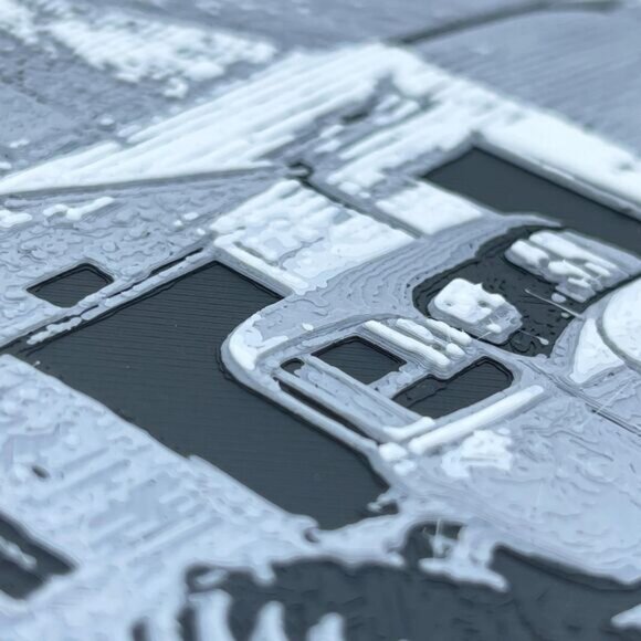 3D Printed Wall Art, Barn with Silo, Textured Art - Picture 6 of 10